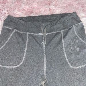 Gray butterfly rhinestone pants